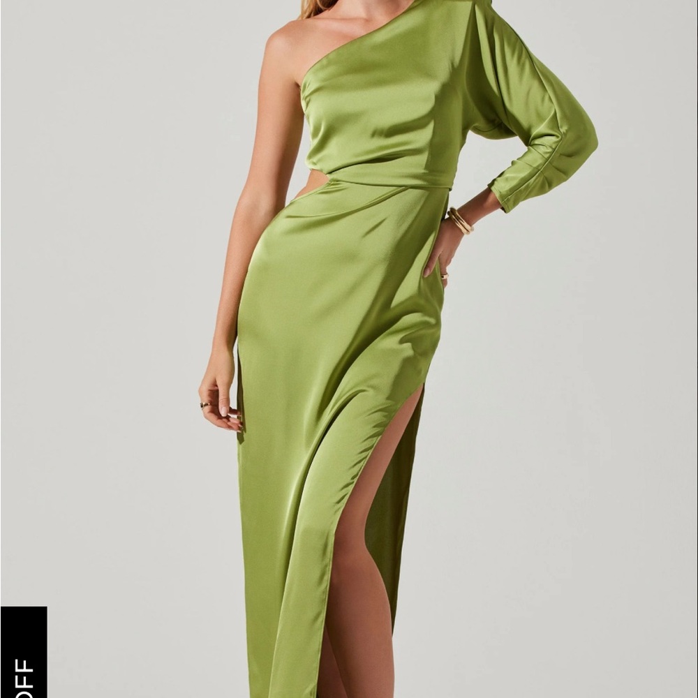 AMARI SATIN CUTOUT ONE SHOULDER MAXI DRESS